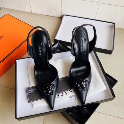 Versace La Medusa Slingback Pumps In Black Leather UK