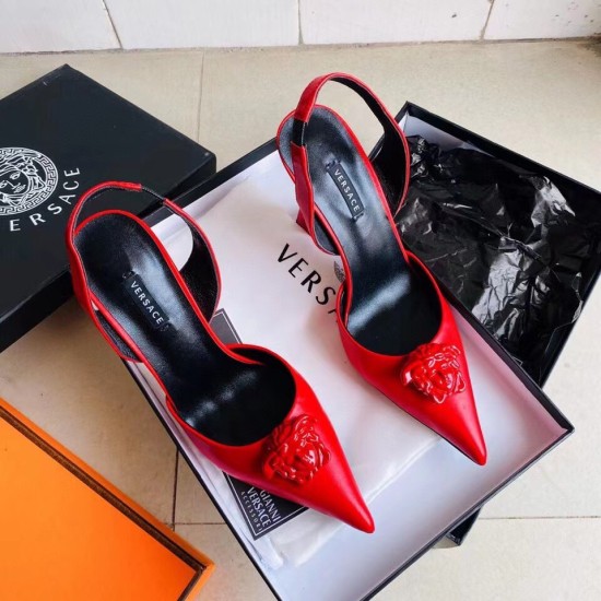 Replica Versace La Medusa Slingback Pumps In Red Leather Uk