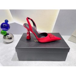 Versace La Medusa Slingback Pumps In Red Satin UK