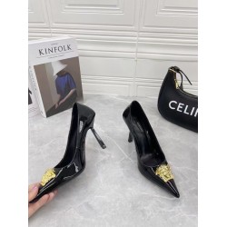 Versace La Medusa Pumps 105mm In Black Patent Leather UK