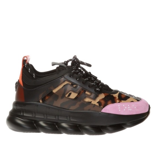 Replica Versace 2325 V157 Buddha Luxury Replica Versace Trainers Black Chain Reaction With Leopard Print Uk - 2325 - Buddha Luxury