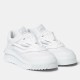 Pair of Versace Odissea white leather chunky low top trainers angled view