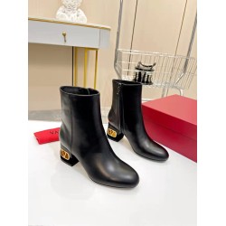 Valentino Heritage Ankle Boot 60mm In Black Calfskin Leather UK Valentino Heritage Ankle Boot 60mm In Black Calfskin Leather UK