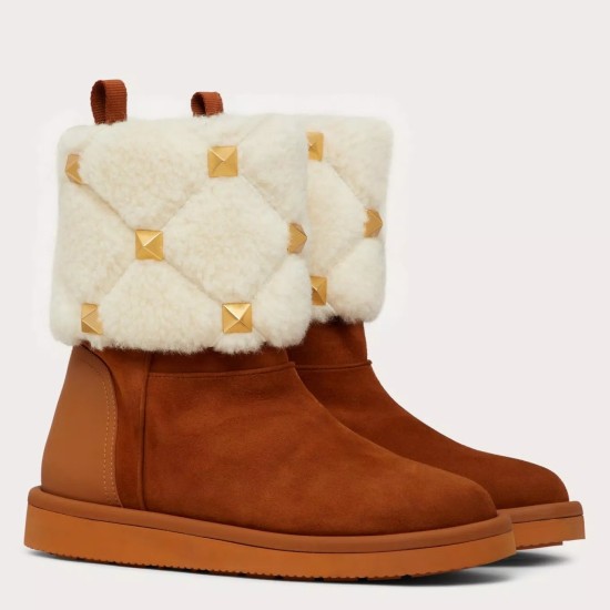 Replica Valentino Roman Stud Quilted Ankle Boot In Suede Leather And Wool Uk - 3044 - Buddha Luxury