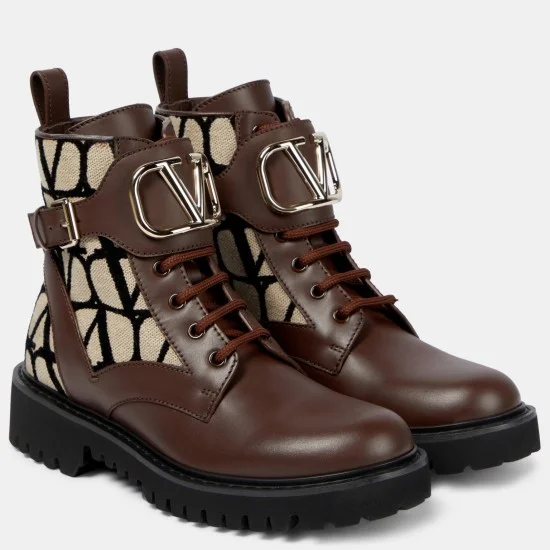 Replica Valentino Vlogo Signature Combat Boots In Black Toile Iconographe Uk - 3072 - Buddha Luxury