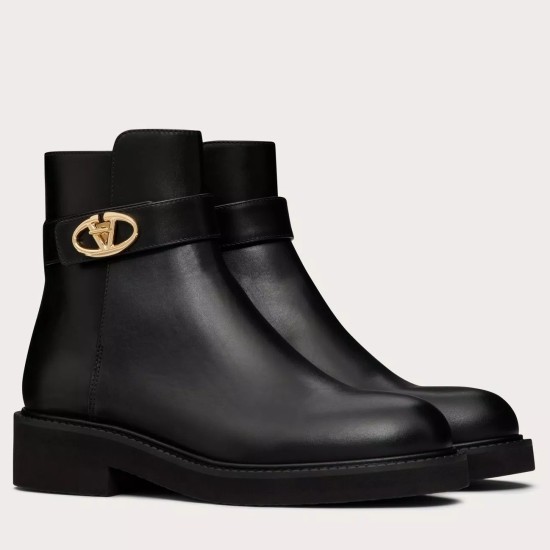 Replica Valentino 3107 V1974 Buddha Luxury Replica Valentino Garavani Vlogo Locke Ankle Boots In Black Leather Uk - 3107 - Buddha Luxury