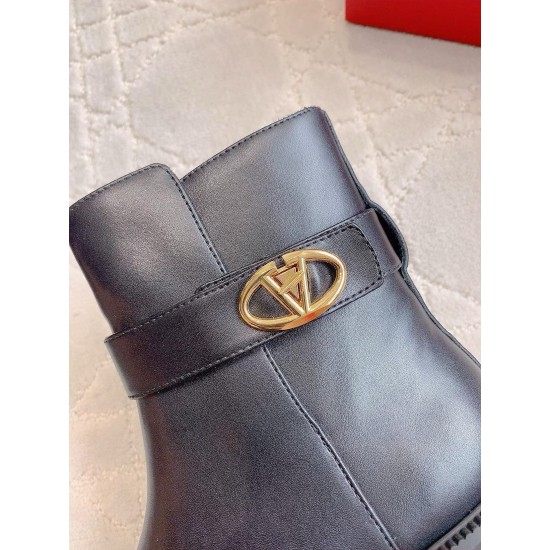 Replica Valentino 3107 V1974 Buddha Luxury Replica Valentino Garavani Vlogo Locke Ankle Boots In Black Leather Uk - 3107 - Buddha Luxury