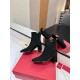 replica Valentino VLogo The Bold Edition Ankle Boots 70mm in Black Suede Leather UK