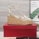 Replica Valentino Women Espadrilles Valentino Raflower Wedge Sandals In White Calfskin Uk