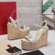 Replica Valentino Women Espadrilles Valentino Vlogo Cut-Out Espadrille Wedge Sandals In White Leather Uk