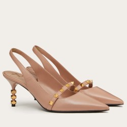 Valentino Beige Rockstud Slingback Pumps With 70Mm Sculpted Heel Uk
