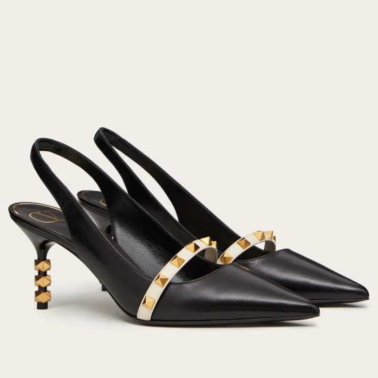 Replica Valentino Black Rockstud Slingback Pumps With 70Mm Sculpted Heel Uk - 3296 - Buddha Luxury