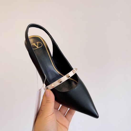 Replica Valentino Black Rockstud Slingback Pumps With 70Mm Sculpted Heel Uk - 3296 - Buddha Luxury