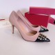 replica Valentino Beige Rockstud Pump 90mm with Black Patent Toe Cap UK