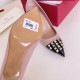 replica Valentino Beige Rockstud Pump 90mm with Black Patent Toe Cap UK