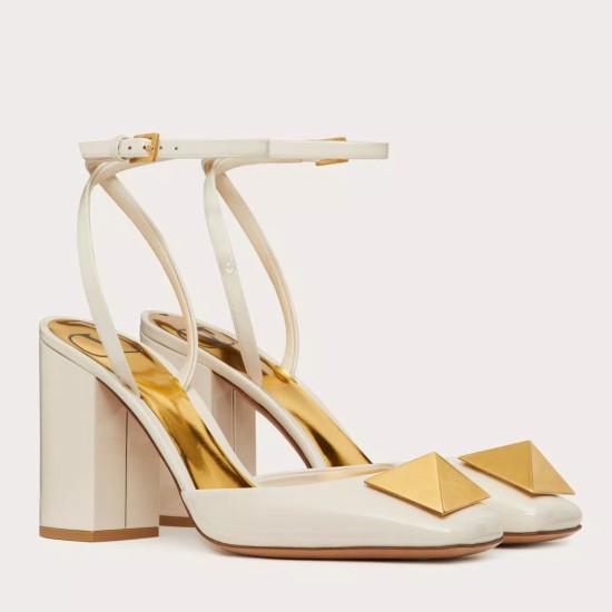replica Valentino One Stud Pumps 90mm In White Patent Leather UK
