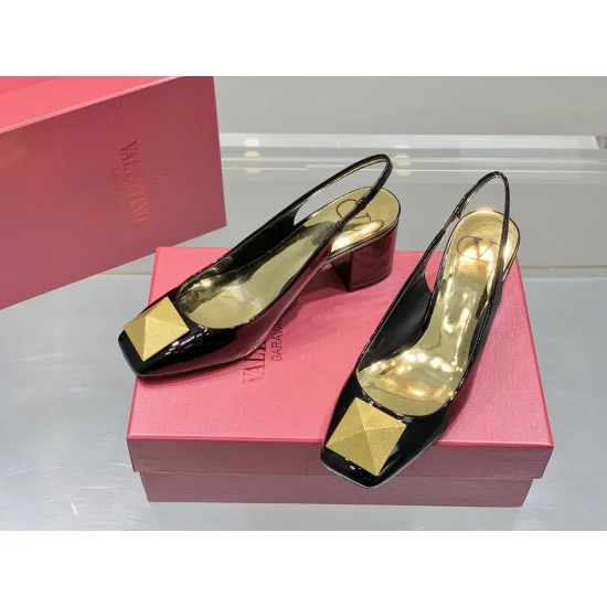 Replica Valentino One Stud Slingback Pumps 60Mm In Black Patent Leather Uk - 3314 - Buddha Luxury