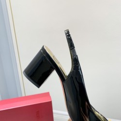 Valentino One Stud Slingback Pumps 60mm In Black Patent Leather UK