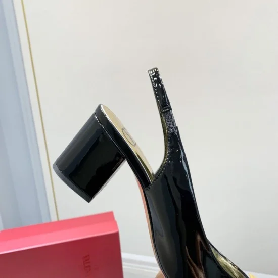 Replica Valentino One Stud Slingback Pumps 60Mm In Black Patent Leather Uk - 3314 - Buddha Luxury
