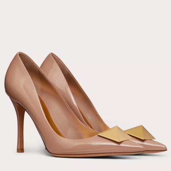 Replica Valentino One Stud Pumps 100mm In Rose Cannelle Patent Calfskin UK replica Valentino One Stud Pumps 100mm In Rose Cannelle Patent Calfskin UK