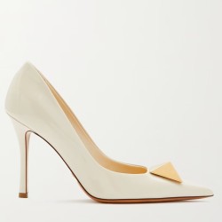 Valentino One Stud Pumps 100Mm In White Patent Calfskin Uk