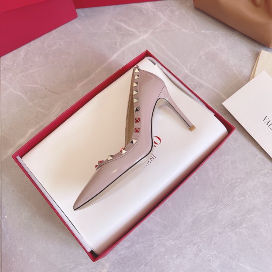 Replica Valentino Rockstud Pumps 100Mm In Poudre Patent Leather Uk - 3265 - Buddha Luxury