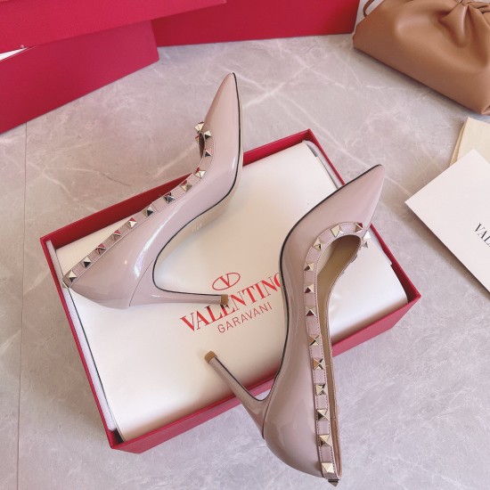 Replica Valentino Rockstud Pumps 100Mm In Poudre Patent Leather Uk - 3265 - Buddha Luxury