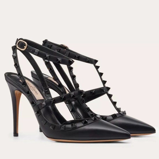 Replica Valentino Rockstud Ankle Strap Black Pumps 100mm with Black Studs UK replica Valentino Rockstud Ankle Strap Black Pumps 100mm with Black Studs UK