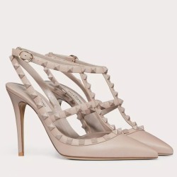 Valentino Rockstud Ankle Strap Black Pumps 100mm with Poudre Studs UK