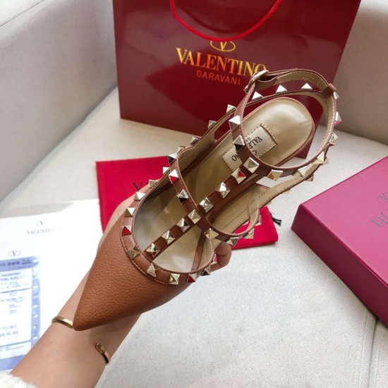 Replica Valentino Rockstud Ankle Strap Pumps 100mm In Brown Calfskin UK replica Valentino Rockstud Ankle Strap Pumps 100mm In Brown Calfskin UK