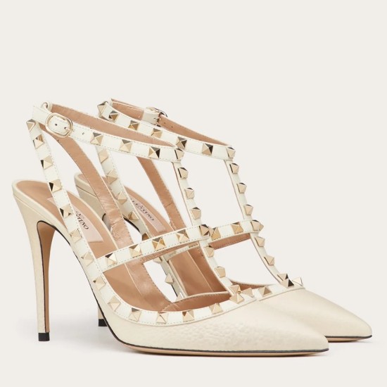 Replica Valentino Rockstud Ankle Strap Pumps 100mm In White Calfskin UK replica Valentino Rockstud Ankle Strap Pumps 100mm In White Calfskin UK