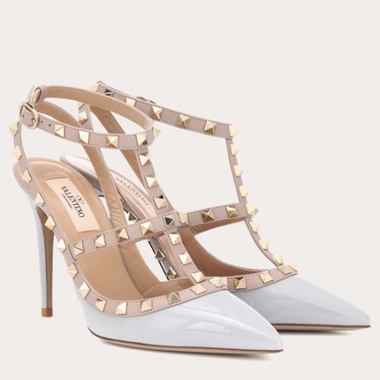 Replica Valentino Rockstud Caged Pumps 100mm In Blue Patent Leather UK replica Valentino Rockstud Caged Pumps 100mm In Blue Patent Leather UK