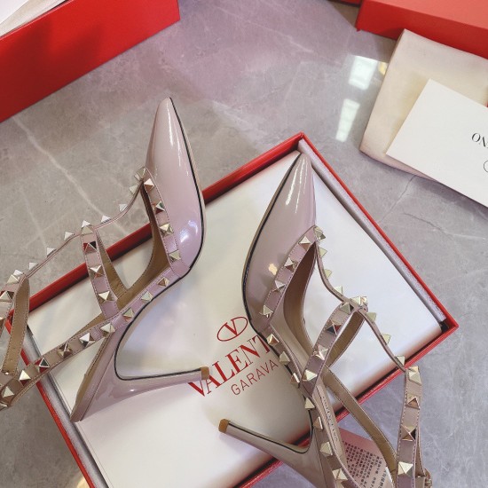 Replica Valentino 3277 V913 Buddha Luxury Replica Valentino Rockstud Caged Pumps 100Mm In Poudre Patent Leather Uk - 3277 - Buddha Luxury