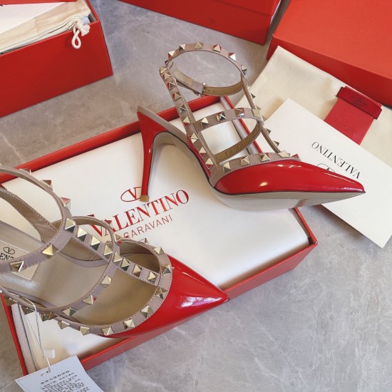 Replica Valentino 3278 V914 Buddha Luxury Replica Valentino Rockstud Caged Pumps 100Mm In Red Patent Leather Uk - 3278 - Buddha Luxury