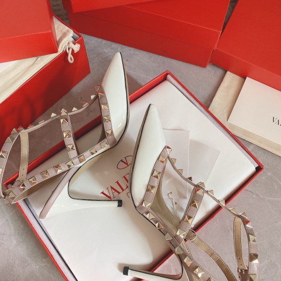 Replica Valentino 3279 V915 Buddha Luxury Replica Valentino Rockstud Caged Pumps 100Mm In White Patent Leather Uk - 3279 - Buddha Luxury