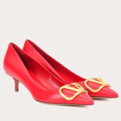 Valentino Garavani Vlogo Pumps 45Mm In Red Lambskin Uk