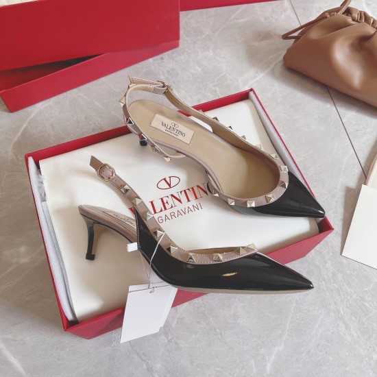 Replica Valentino 3283 V919 Buddha Luxury Replica Valentino Rockstud Slingback Pumps 50Mm In Black Patent Leather Uk - 3283 - Buddha Luxury