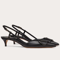 Valentino Vlogo Slingback Pumps 40Mm In Black Calfskin Uk