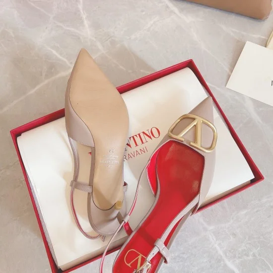 Replica Valentino 3289 V925 Buddha Luxury Replica Valentino Vlogo Slingback Pumps 40Mm In Poudre Leather Uk - 3289 - Buddha Luxury