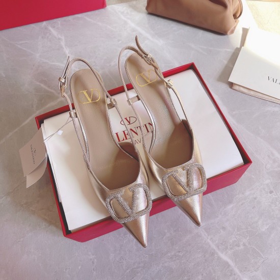 replica Valentino Vlogo Slingback Pumps 80mm In Platinum Lambskin UK