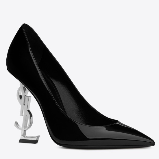 replica Saint Laurent Opyum 110 Pumps In Patent Leather with Silver Heel UK