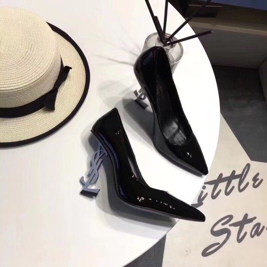 replica Saint Laurent Opyum 110 Pumps In Patent Leather with Silver Heel UK