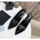Replica Saint Laurent Opyum Slingback Pumps 110Mm With Black Heel Uk - 3235 - Buddha Luxury