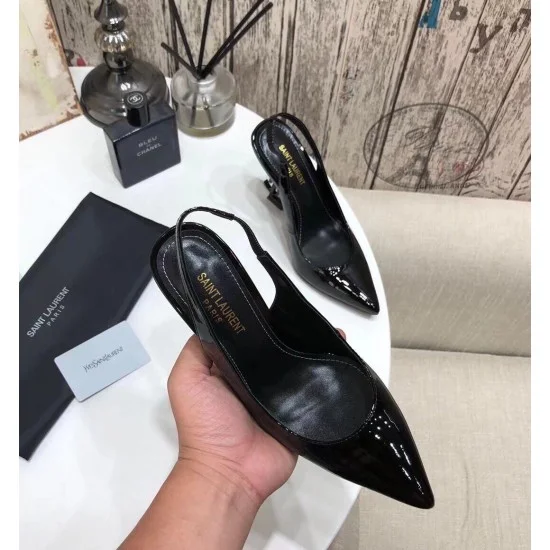 Replica Saint Laurent Opyum Slingback Pumps 110Mm With Black Heel Uk - 3235 - Buddha Luxury