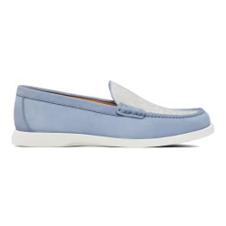GRANVILLE LOAFER BLUE SUEDE WITH GRAY AND WHITE OBLIQUE JACQUARD - CD279 UK