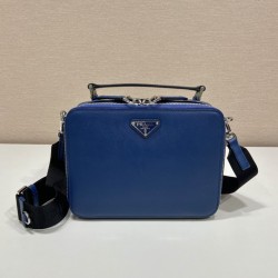 Medium Brique Saffiano Leather Bag In Blue Uk Medium Brique Saffiano Leather Bag In Blue Uk