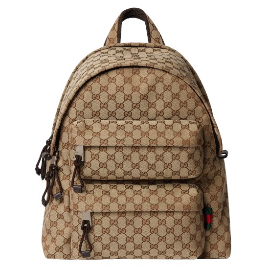replica MEDIUM BACKPACK WITH LOGO BEIGE AND EBONY ORIGINAL GG CANVAS UK
