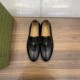Gucci Men's Interlocking G Leather Loafers Black Overhead View Gucci Men's Interlocking G Leather Loafers Black top-down view