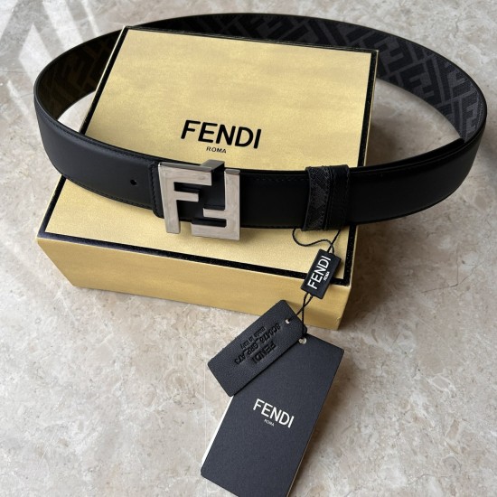 Replica FF BLACK LEATHER REVERSIBLE BELT - B267 UK replica FF BLACK LEATHER REVERSIBLE BELT - B267 UK