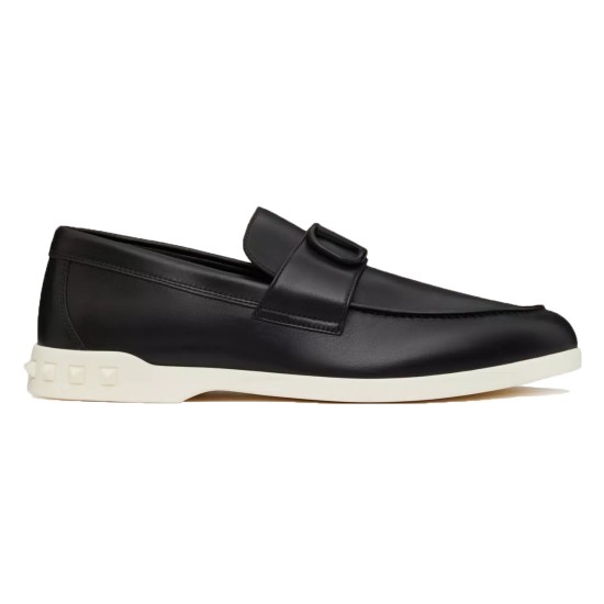 replica LEISURE FLOWS CALFSKIN LOAFERS IN BLACK - VL146 UK